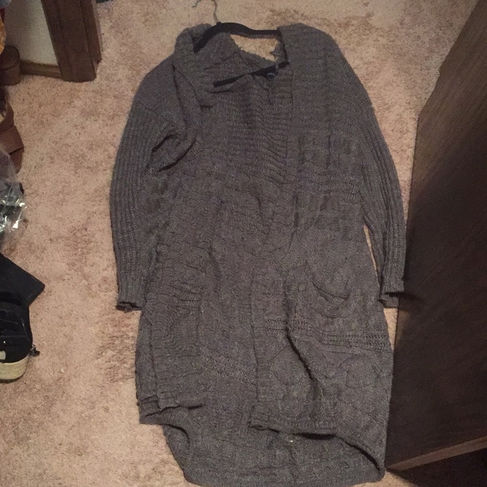 American Eagle Hooded Cardigan Gray Size M